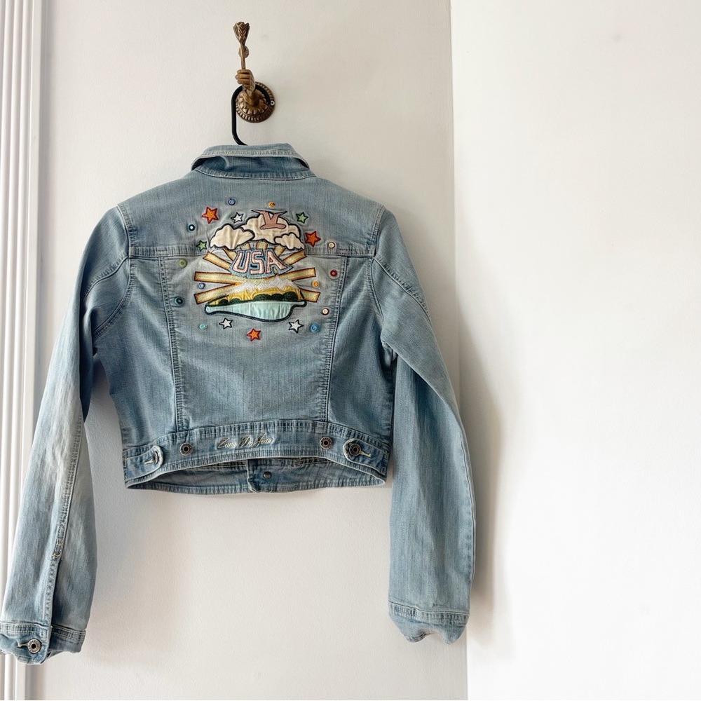 Vintage Y2K Zana Di USA Patch Jean Jacket • Size Large